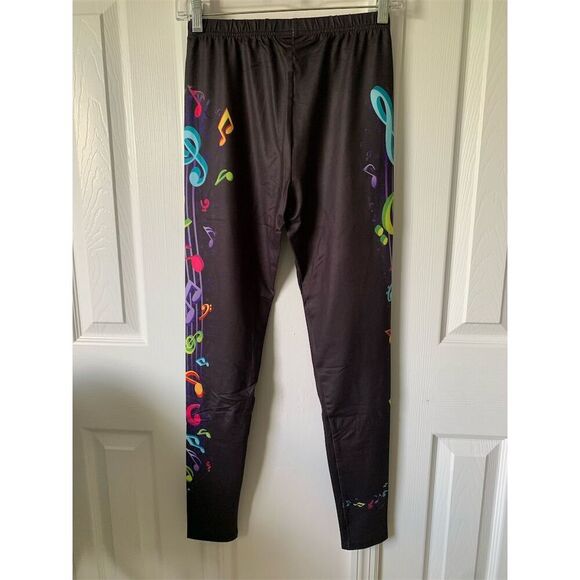 Women's Music Note Print Leggings Multicolor Size L Casual‎ - Picture 6 of 13